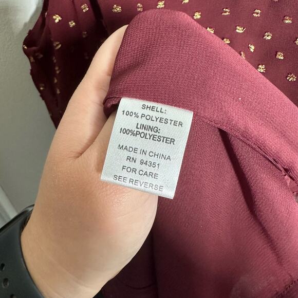 NEW Jade Melody Tam Women's Maroon Gold Swiss Dot Ruffle Tank Top Size Medium - Picture 9 of 10